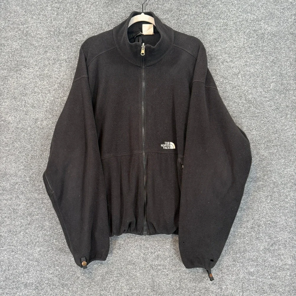 The North Face Fleece Jacket Mens Large Black Full Zip Mock Neck Outdoor Vintage